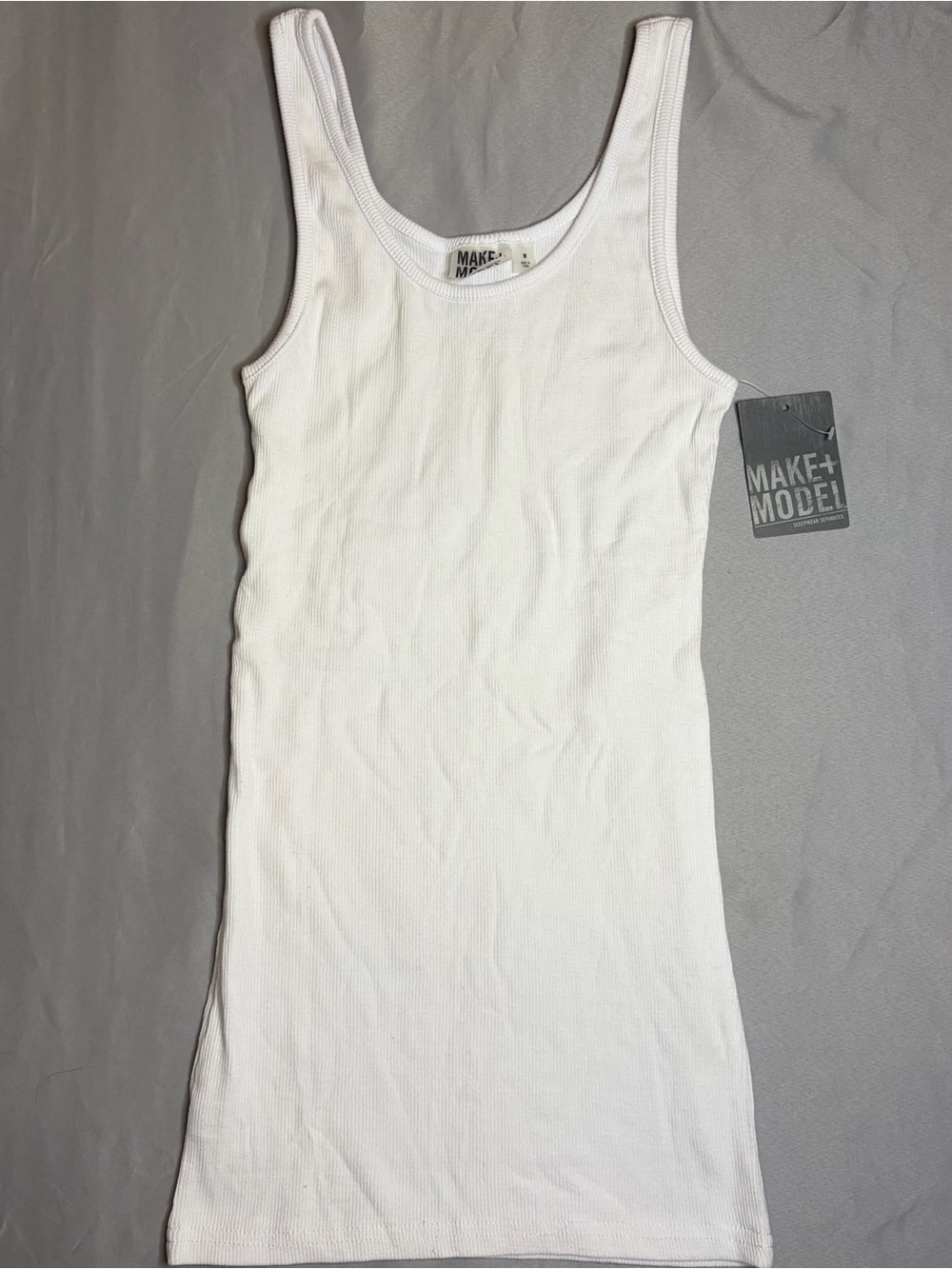 Make+Model White Ribbed Tank Top